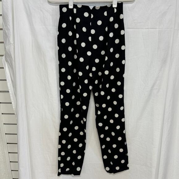 Zara Linen Blend High-Waist Polka Dot Cropped Trousers Black/White Womens Size S - Picture 5 of 5